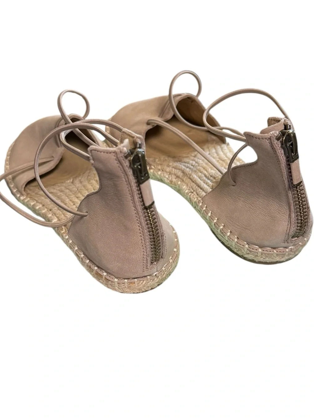 Eileen Fisher Lace-Up Espadrille Flats Taupe Leather 8.5